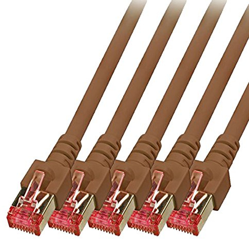 BIGtec Lan Kabel 5 Stück 15m Netzwerkkabel Ethernet Internet Patchkabel CAT.6 braun Gigabit SFTP doppelt geschirmt für Netzwerke Modem Router Switch 2 x RJ45 kompatibel zu CAT.5 CAT.6a CAT.7 Stecker