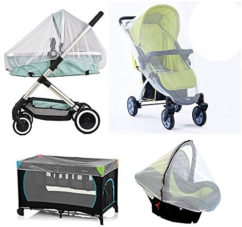 Pram Net, Universal Mosquito Fly Bug Insect Net Protection Cover for Pushchair buggy carrycot bed stroller bassinet basket jogger Travel cot