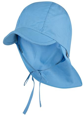 Sterntaler Schirmmütze Nacken - Unisex Baby- und Kinder Mütze mit Nackenschutz und einsteckbaren Ohrenklappen - UV-Schutz 50+ Sommermütze zum Binden - Popeline (Bio) Kopfbedeckung