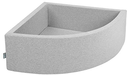 KiddyMoon Viertel Eckig Bällebad Bällepool 90X30cm/KEINE Bälle ∅ 7Cm Ballgruben Für Babys Spielbad Kleinkinder, Hergestellt In Der EU, Hellgrau