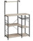 VASAGLE Scaffale da Cucina, Supporto per Forno a Microonde, Mobile Cucina, con Cestino a Filo Metallico, 6 Ganci, per Spezie, Pentole e Padelle, Greige e Nero KKS035B02