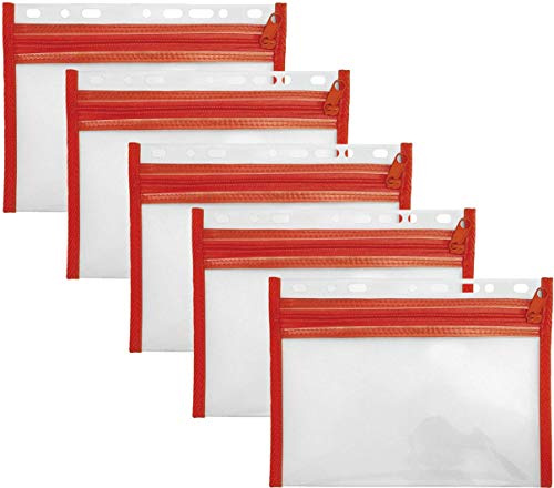 Veloflex Sammelmappe Velobag, Ordnungsmappen Dokumentenmappen, abheftbar (rot, XXS, A5 | 5er Pack)