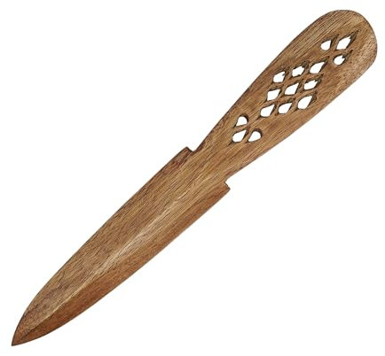 Mythrojan Wooden Knives, Athame Wiccan Handmade knife Pagan Witch Wizard Wicca for Pagan, Wiccan, Ceremonial Practices Medieval Vinatge Wooden Knife - Brown