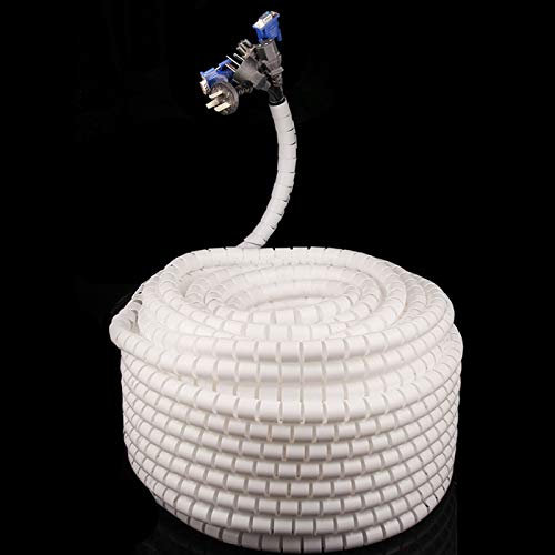 Insun Polypropylene Cable Sleeve Wire Protector Cable Management System with 1 Guide Cable Clip for Office and PC White 0.63 328ft
