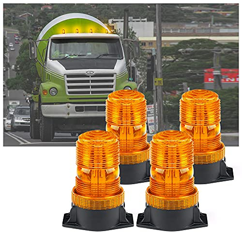 Xprite 30 LED Amber Forklift Beacon Strobe Light Safety Warning Flashing Lights for 10-110V Mower, ATV, Trucks, Tractor, Golf Carts, UTV, Cars, Bus-4PCS