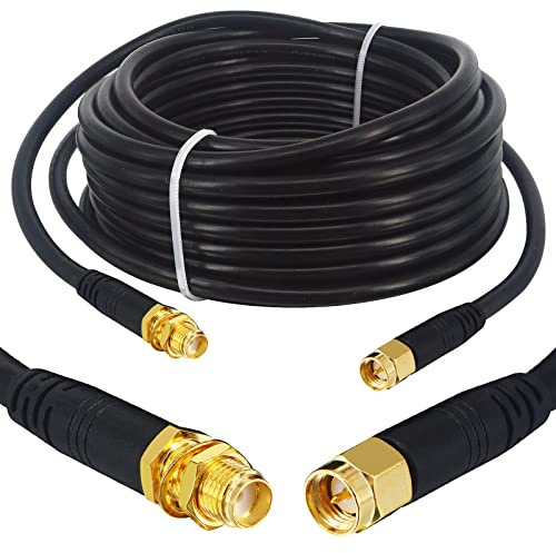 Boobrie Cable de antena WiFi de 15 m de baja pérdida RG58/U SMA macho a SMA hembra Cable de 50 ohmios SMA Extensión de antena SMA Cable coaxial de puente para tarjeta PCI, punto de acceso, router,