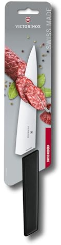 Victorinox Swiss Modern Tranchiermesser für Fleisch, Gerader Schliff, 19 cm lange Klinge aus Edelstahl, Ergonomischer Kunststoffgriff, Schwarz
