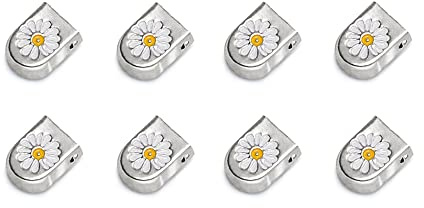 ELANOX Lot de 4 lacets élastiques pour 2 paires de chaussures avec extrémités élégantes - Facile à enfiler sans nouer - 8 embouts en forme de fleurs blanches