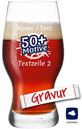 LEONARDO Bierglas mit Gravur personalisiert/Namen, Biergläser graviert, Geschenk Geburtstag Vatertag Jahrestag Oktoberfest, Geschenkidee Männer/Papa (TAVERNA, 500 ml)