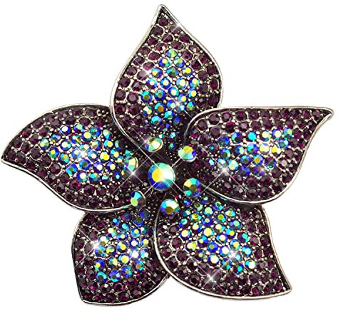 KristLand Vintage Österreichischer Kristall Bunte Blumen Brosche Corsage Atemberaubend Art Deco Modische Lila Blumen Brosche Geburtstag Party Geschenk für Damen Mädchen