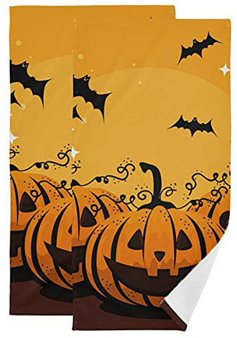 2Er Duschtücher Set Halloween Kürbis Fledermäuse Strandtücher Ultraleichtes Schnelltrocknende Handtücher Schnell Trocknendes Mikrofaser Handtücher, Für Picknick, Schwimmen, 70x40cm