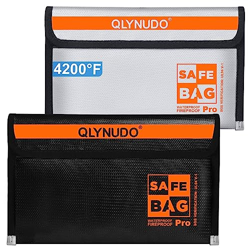 Fireproof Document Bag 2-Pack, Document Bag Fireproof Waterproof Pouch