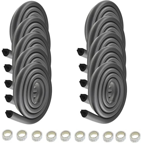 HIMRY® 20 Meter U-förmige Glastisch Kantenschutz, Tisch Möbel Kanten Schwamm Kissen Stoßschutz, Baby-Sicherheits-Tabellen-Schreibtisch Anti-Kollision Streifen (10x2M) Schwarz KXD7003 Black