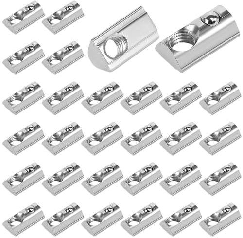 mizikuu Nutensteine M8, 30 Stück Nutensteine mit kugel Nut 8, 40-Serie M8 T Nutsteine mit Zentrierung Steg Gleitmutter für Aluminiumprofil-Extrusionsschlitz