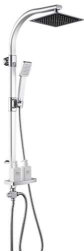 Columna de ducha con mezclador monomando, conjunto de ducha ajustable en altura, ducha y alcachofa de ducha, para cuarto de baño