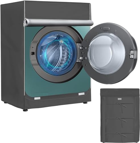 MBOOM Washer Dryer Cover Waterproof Outdoor, 600D Oxford Heavy Duty Dustproof Front Load Washing Machine Cover, Universal Fit 27”W x 33”D x 39”H, Gray