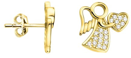 SOFIA MILANI - Damen Ohrringe 925 Silber - mit Zirkonia Steinen - Engel Herz Ohrstecker