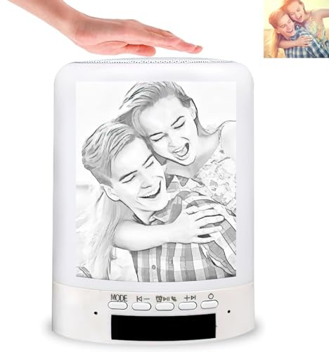 Luce notturna touch - Lampada da tavolo con porta di ricarica USB veloce, luci colorate regolabili, per camera da letto/ufficio/campeggio all'aperto, personalizzata con foto dipinta a mano
