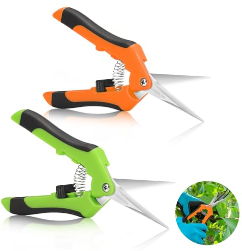 Kräuterschere,2 Stücke Gartenschere & Baumschere Set, Chiymes Ernteschere & Trimmschere mit Edelstahlklinge - Leicht & Ergonomisch für Zweige, Rosen, Pflanzen, Bonsai - Einfache Handhabung