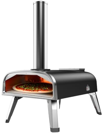 LIVIN' Outdoor Pizzaofen Mit Pizzastein & Thermometer, Tragbarer, Aus Edelstahl Für Den Garten, Camping, Die Outdoor-Küche,Mobiler Mit Pizzastein & Anderen Zubehörteilen