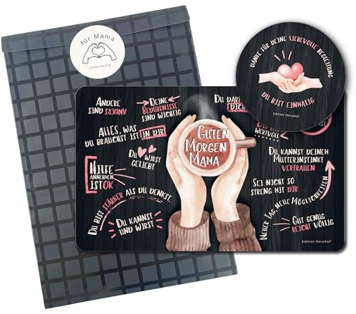 Geschenkset für Mama: Frühstücksbrettchen und Untersetzer mit bestärkenden Sprüchen I Mama Geschenk, Muttertag, Geburtstagsgeschenk