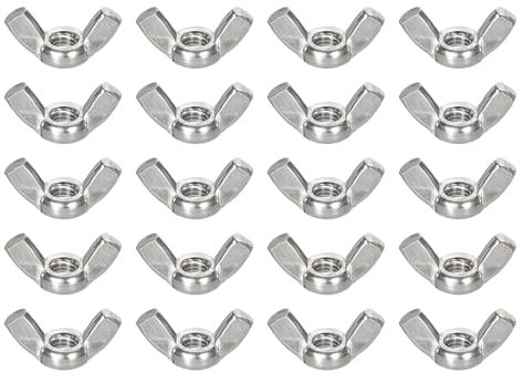 sourcing map M5x0.8mm Wing Nut 40 Pcs, 304 Stainless Steel Butterfly Wing Nuts Fasteners Parts Hand Twist Tighten Wing Nuts for Machinery Electronic Equipment DIY, Silver
