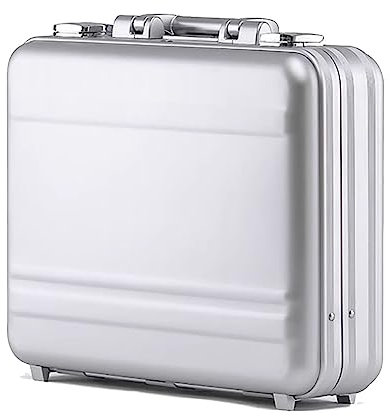 ZDHFFFUK Aluminium-Aktenkoffer, tragbarer Business-Aktenkoffer, Computerkoffer, medizinischer Koffer für zu Hause, Bargeld-Tragekoffer, Werkzeugkoffer (Farbe: Silber, Größe: 37 * 27 * 15,5 cm)