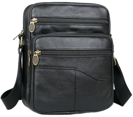 Vpoofree Umhängetasche Herren Schultertasche Leder Tasche Vintage Herrentasche zum Umhängen Shoulder Bag Men Crossbody Handytasche Messenger Bag für Arbeit Reise Alltagsleben