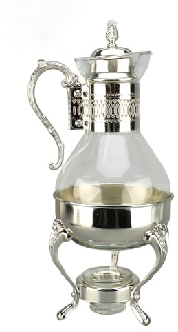 Ensemble de Cafetière Turque Vintage, Ensemble de Théière en Verre Décoratif,Bouilloire à thé en Verre Chauffant avec Couvercle et Tasse, Service à thé Turc pour le thé à la