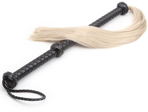 Peitsche Flogger Sex Hart Prügelstrafe SM Fetisch Gerte Pferd Reitgerte Spanking Bull Whip Kunstfell Pferdeschwanz Leder Griff BDSM Sklave Erotische ZubehöR Sexspielzeug für Paare Extrem Cosplay