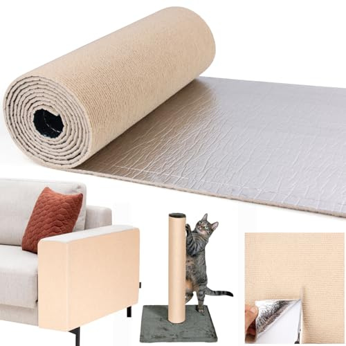 Alfombrilla autoadhesiva para rascar gatos, 300 cm x 40 cm, para hacer tú mismo, para proteger el sofá, el gato, la protección contra arañazos, para proteger el sofá o los muebles (Cachi)