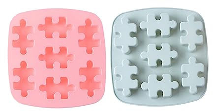 Stampo Pezzi Silicone Puzzle per Cubetti Ghiaccio a 2 | Uso Creativo per Gelatina e Alimenti Preparati, Adatto a Forno a Microonde e Frigorifero, Antiaderente Colore Casuale
