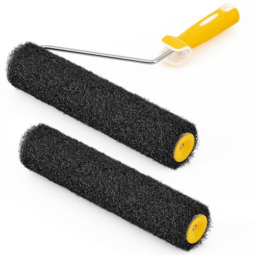 RattanView 12 Drywall Compound Roller with Handle and 2 Wheels, Drywall Texture Roller Brush Drywall Mud Roller Tools Suitable for Covering Wall and Ceiling Surfaces