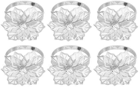QUARKZMAN 18 Pezzi Anelli Portatovaglioli in Metallo, Fermatovaglioli a Fiore per Decorazione Matrimonio, Feste, Banchetti, Argento