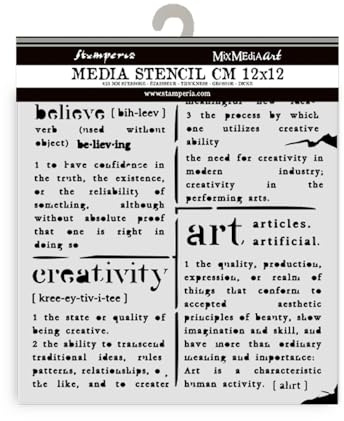 Stamperia - Thick Stencils for Scrapbooks, Albums, Cards, Bullet Journalling, and More, Flexible Material, Easy to Clean, Perfect for Crafts and Gifting (Favourites Refresh, Dictionary)