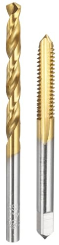 QUARKZMAN Jeu De Tarauds Et Forets, 1pcs Taraud Droit M6 x 1.25 & 1pcs Foret Hélicoïdal 4.7mm, Revêtement Titane HSS-6542 Kit D'Outils De Filetage