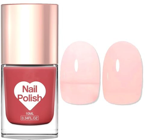 Jelly Nail Polish - Nude Nail Varnish Quick Dry - Translucent Pale Pink Nail Polish Glossy - Breathable nail polish Jelly Neutral Color for Nail Art French Manicure at Home