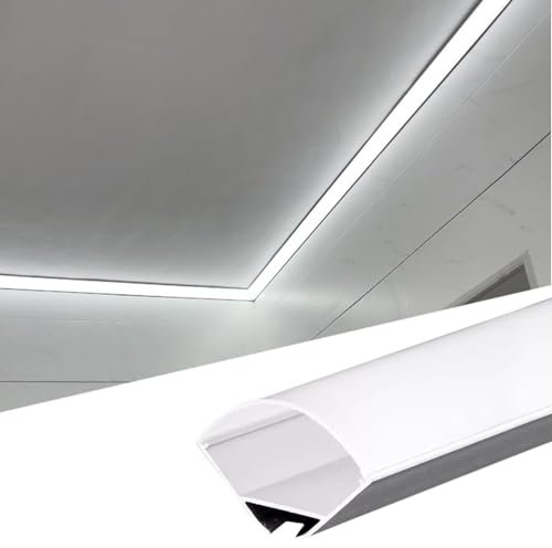Kit de iluminación indirecta para zócalo de aluminio, canal LED, techo o pared, moldura de corona en sala de estar, dormitorio, cocina y cine en casa, tira LED blanca incluida