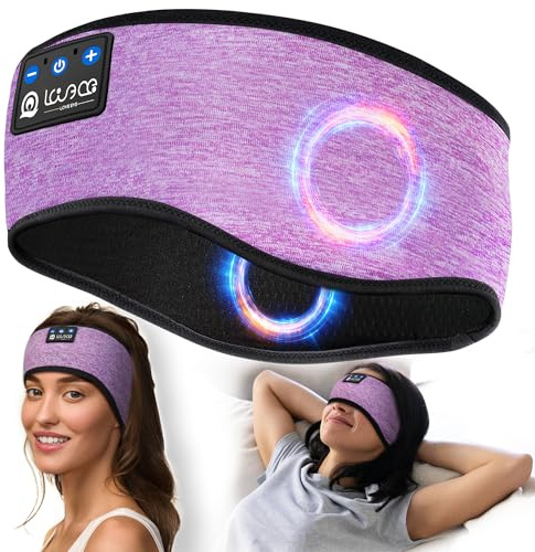 LOVE EYE Bluetooth 5.4 Sleep Headphones Headband, Breathable Wireless Headband with Ultra-Thin Speakers & HiFi Sound for Running, Workout, Yoga, Travel, Tech Gifts for Men Women, Purple