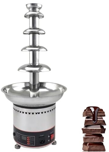 Fontaine à chocolat électrique en acier inoxydable pour fondue, beurre, sauce barbecue et liqueur, design à 4 niveaux pour fêtes et événements