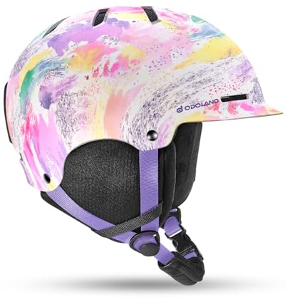 Odoland Casco da Sci per Adulti e Ragazzi, Helmet da Snowboard per Uomo e Donna, Casco da Neve Ventilazione, Paraorecchie Rimovibili, Compatibile con Occhiali da Sci e Snowboard, Rosa Colorato