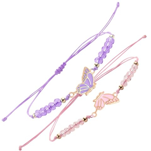 YOFDAL Pulsera de la amistad de 2 piezas, pulsera de la mariposa ajustable, pulsera de la amistad, pulsera de la mariposa para el regalo de joyas del mejor amigo