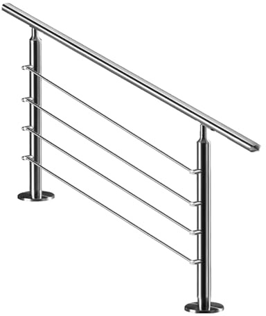 Kit para porche con barandillas de acero inoxidable 304 para exteriores e interiores, barandilla metálica para escaleras de hormigón, color plata. (100cm/39.4in)