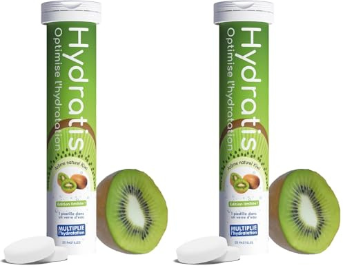 HYDRATIS - Pastilles Hydratation Electrolytes - Kiwi - Améliore l'Hydratation et Favorise l'Énergie - Formule Isotonique - Sport, Récupération, Bien-être - 1 tube (20 Pastilles)