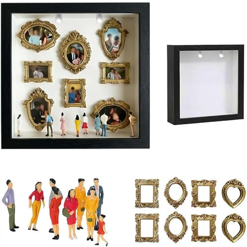 Mini scatola sagoma museale fai da te, kit cornice per scatola ombra, set di cornici per foto personalizzate con figurine in miniatura, decorazione unica personalizzata per la memoria, regalo per