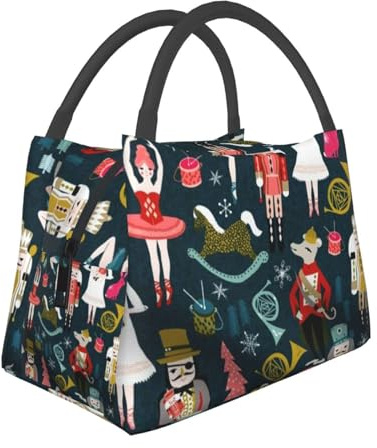 BNVSADC Borsa termica per il pranzo, da donna, con stampa di balletto schiaccianoci e balletto, borsa termica per il pranzo, per lavoro, scuola, picnic all'aperto