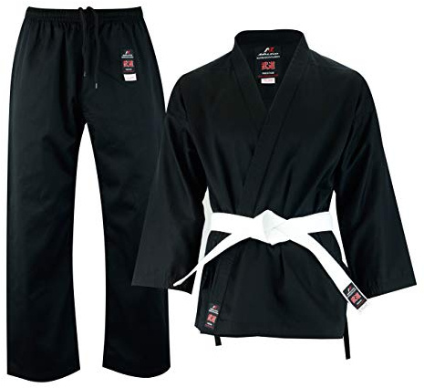 Malino Studente Leggero Karate-Gi Tuta Nero Uniforme per Uomini PC-7oz Cintura Libera, Taglia 180