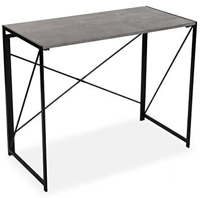 Versa Jack Escritorio Plegable para el Ordenador, Mesa para la Habitación o Estudio. Mesa Gaming, Medidas (Al x L x An) 74 x 45 x 90 cm, Madera y Metal, Color Gris