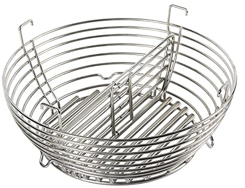 VANKEY Lump Charcoal Fire Basket with Removable Divider Charcoal Basket for Kamado Joe Classic Series, Large Big Size Green Egg Stainless Steel Grill Ash Baskets