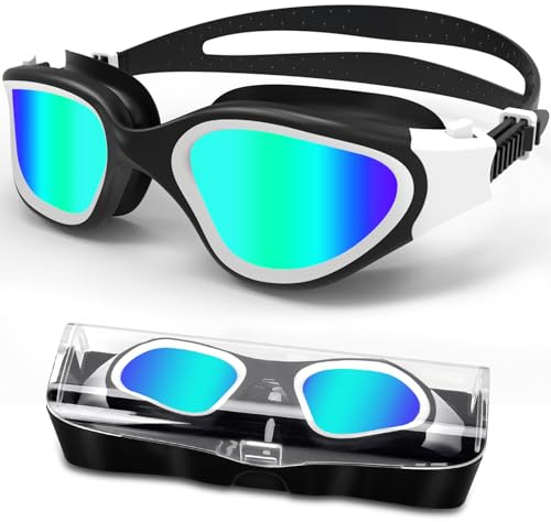 HotSrace Occhialini da nuoto polarizzati/non polarizzati antiappannamento protezione UV anti perdita silicone morbido visione chiara facili da regolare per uomini donne adulti e adolescenti